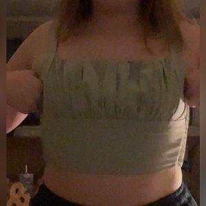 A cute green scrunched top